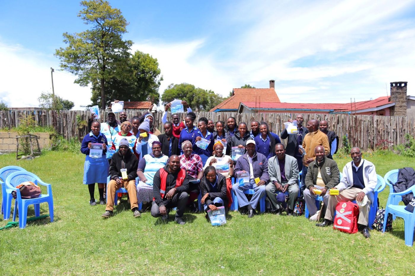 Community members with first aid kits, Kinangop